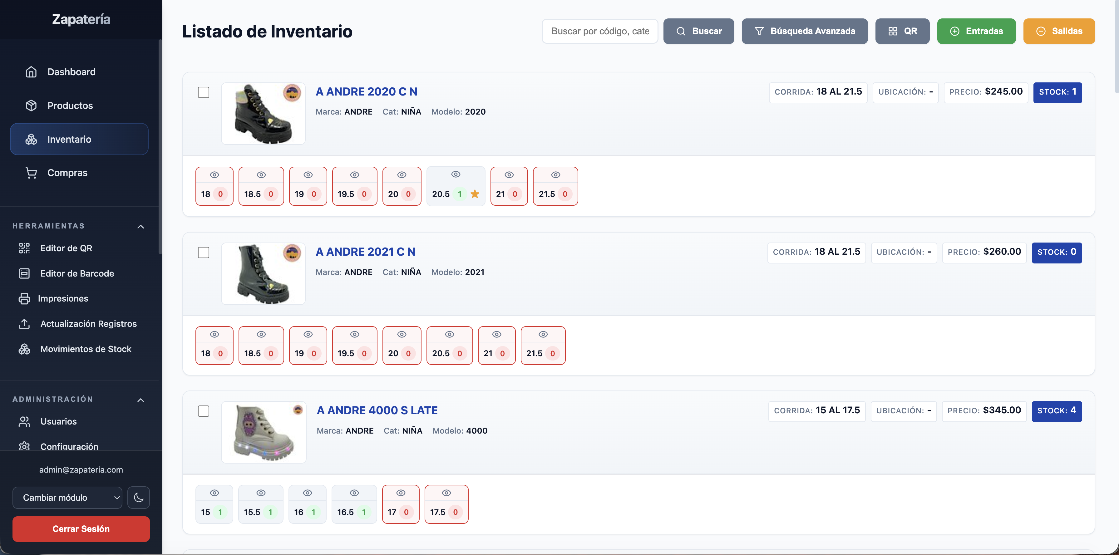 Punto de Venta para zapatería